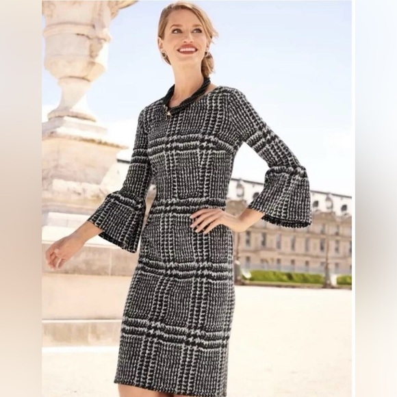 Talbots Black and White Plaid Dress Size 2 - Picture 1 of 9